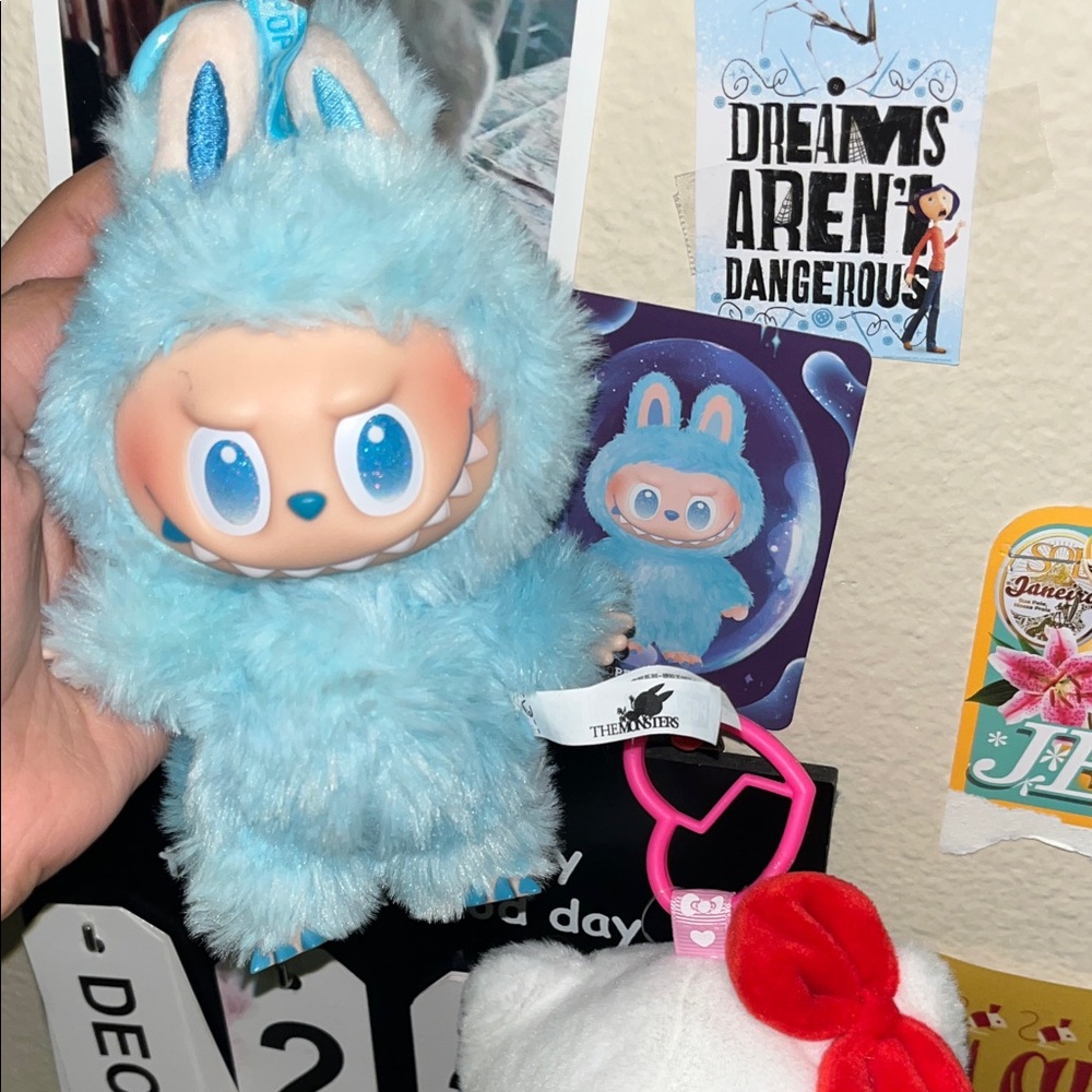 Blue Furry Monster Plush Toy Labubu